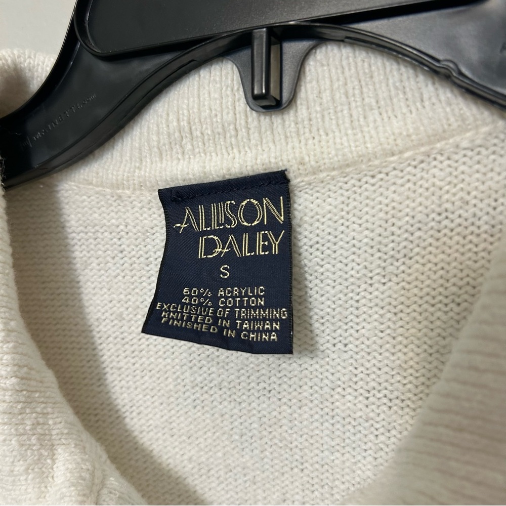 Allison Daley Cream and Brown Floral Cardigan size small cottagecore zip‎ front - Picture 6 of 7